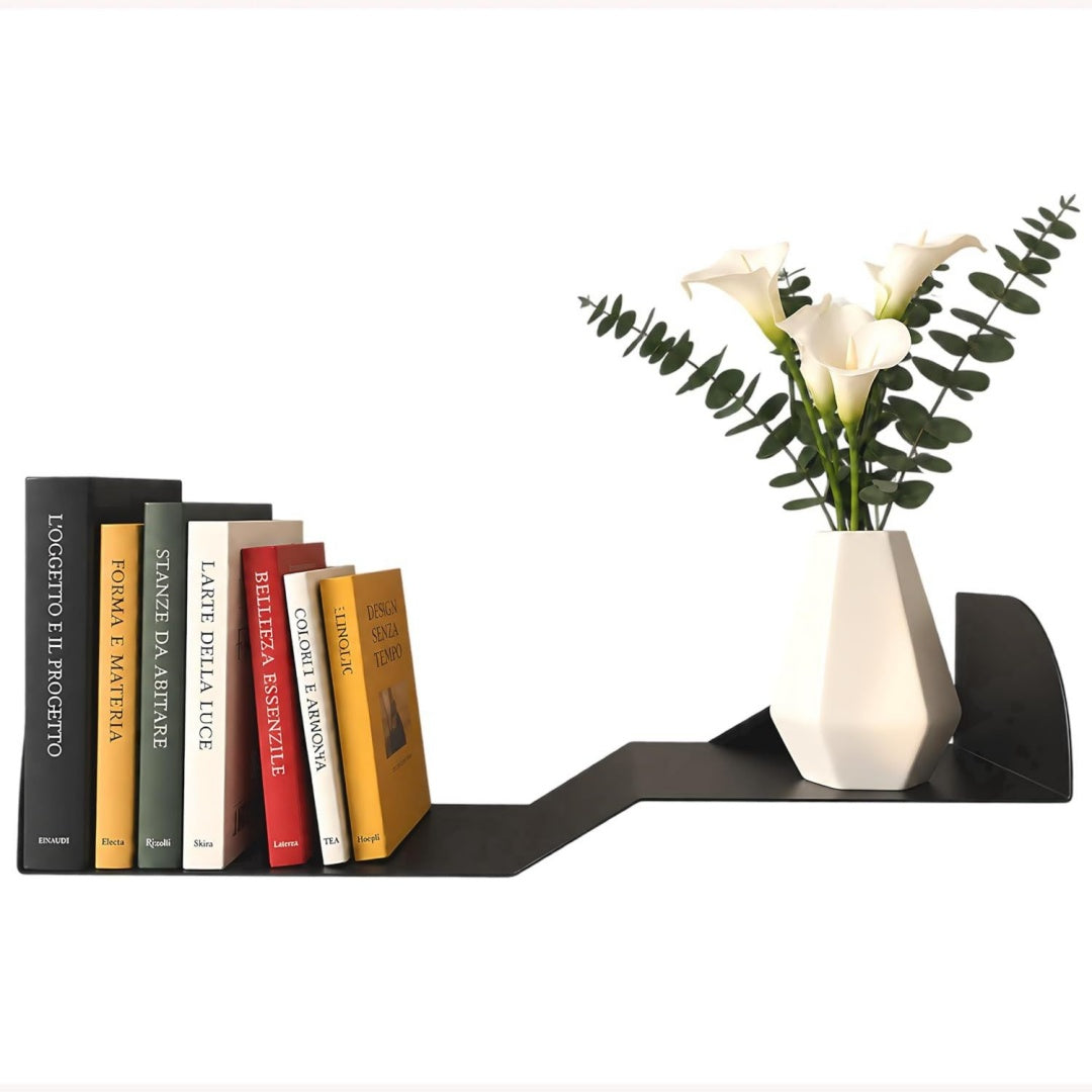 Libreria contenitore con ripiani struttura in acciaio nero