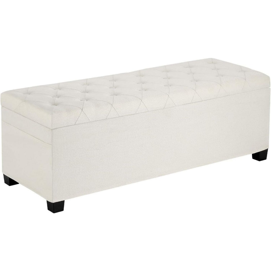 Pouf da soggiorno con vano contenitore con poggiapiedi beige