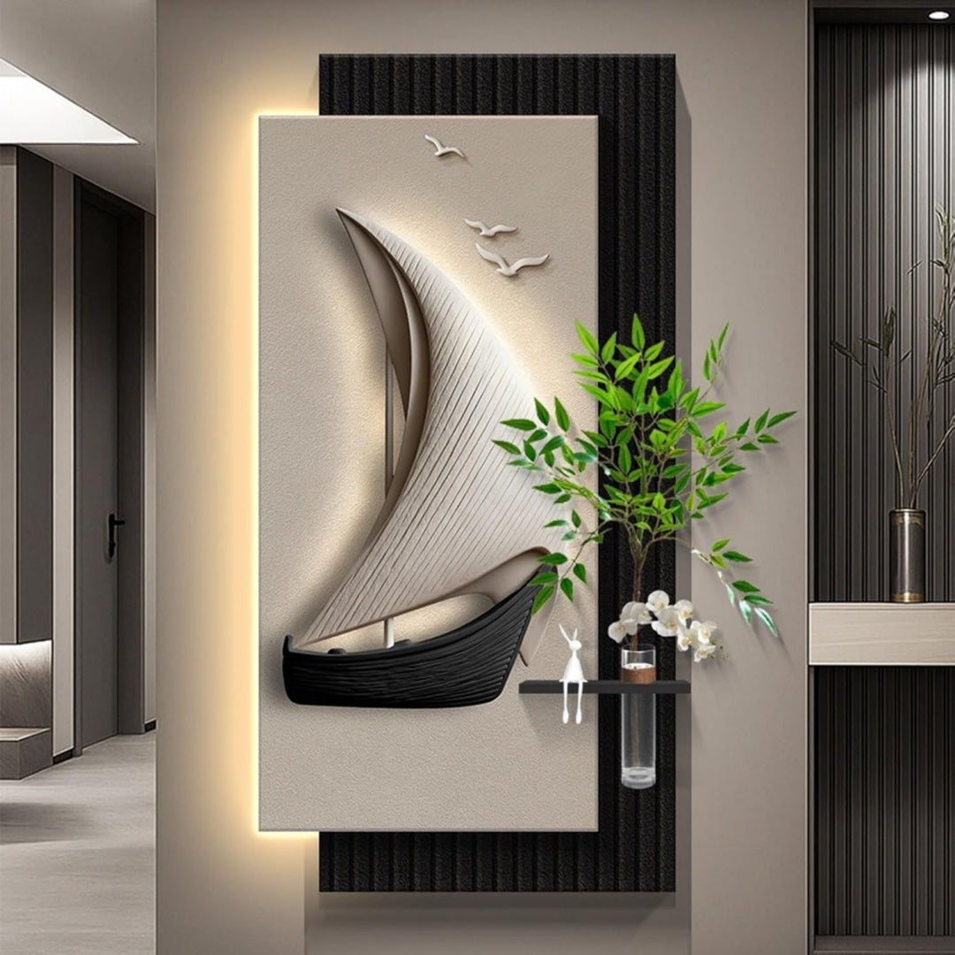 Arredo per soggiorno nero con illuminazione LED