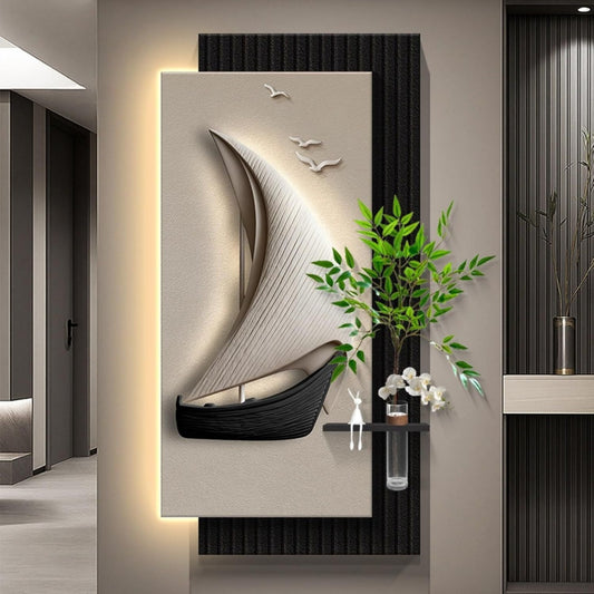 Arredo per soggiorno nero con illuminazione LED