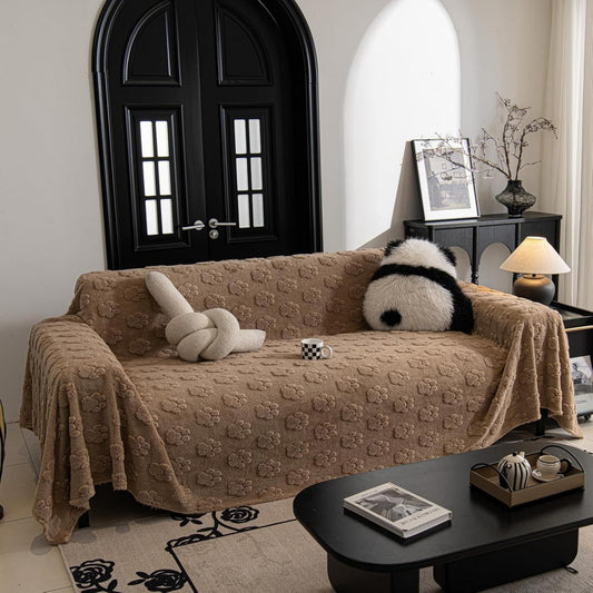 Divano confortevole Copridivano Peluche Alta Qualita, Plaid nero
