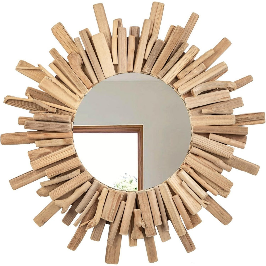 Mobile funzionale Briful Specchio rotondo rustico cornice naturale