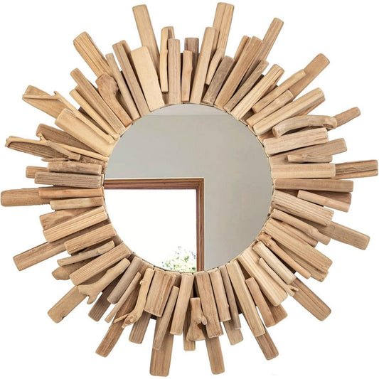Mobile funzionale Briful Specchio rotondo rustico cornice naturale