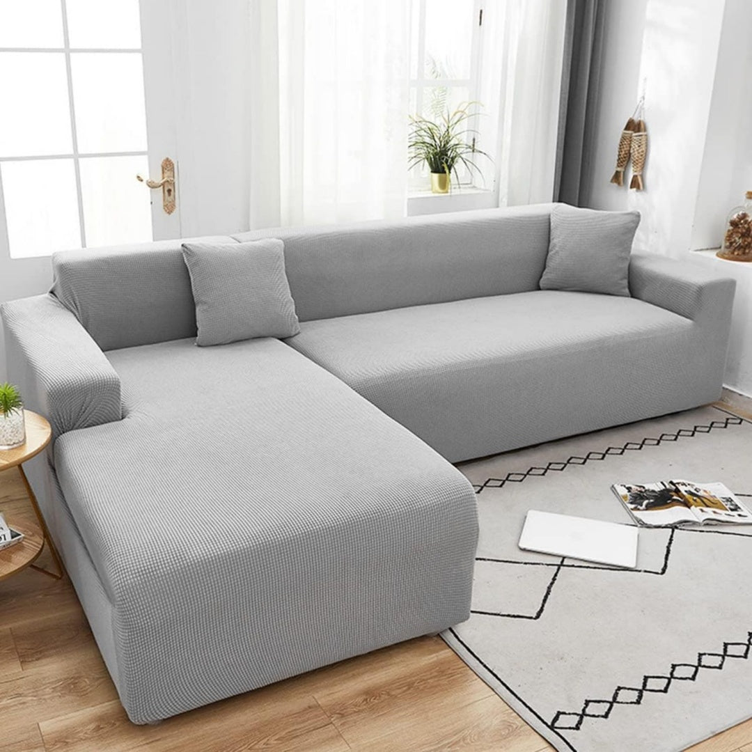 Divano confortevole con braccioli rivestimento in tessuto grigio chiaro