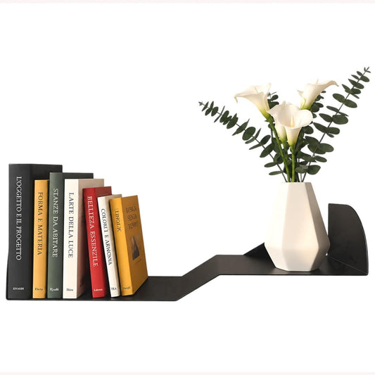 Libreria contenitore con ripiani struttura in acciaio nero