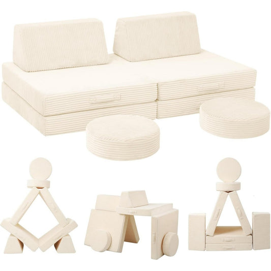 Divano confortevole modulare rivestimento in velluto beige
