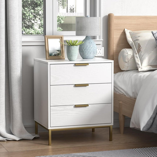 Tavolino laterale in MDF struttura in metallo bianco